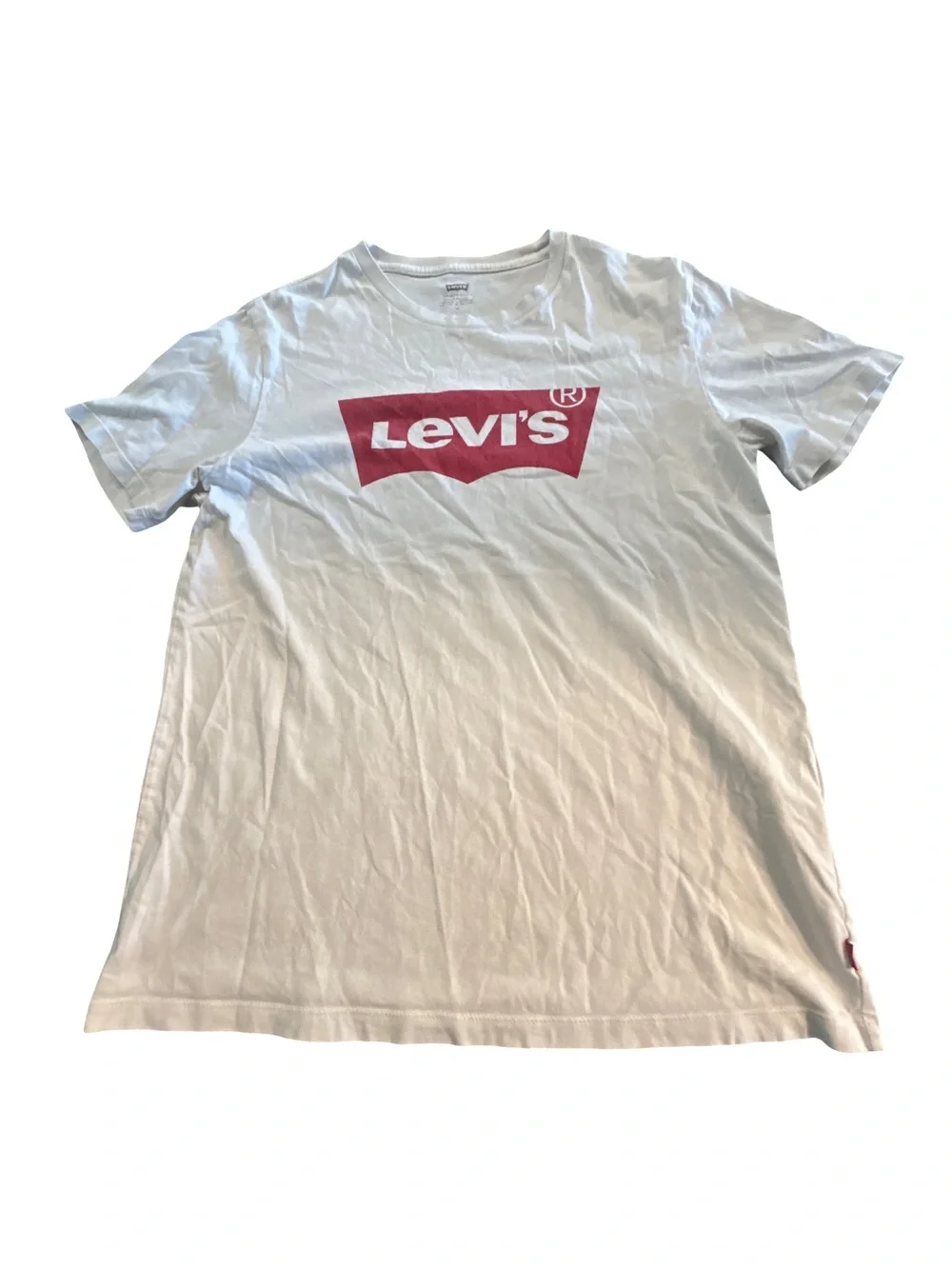 Levi's Classic Red Batwing Logo Graphic Tee Shirt White Medium